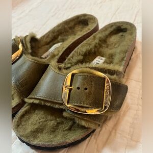 Birkenstock Madrid Big Buckle Sandals Green Women’s Size 38N – Great Condition